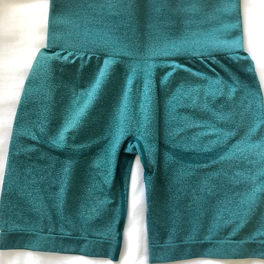 N V G T N styled shorts. Booty lifting workout